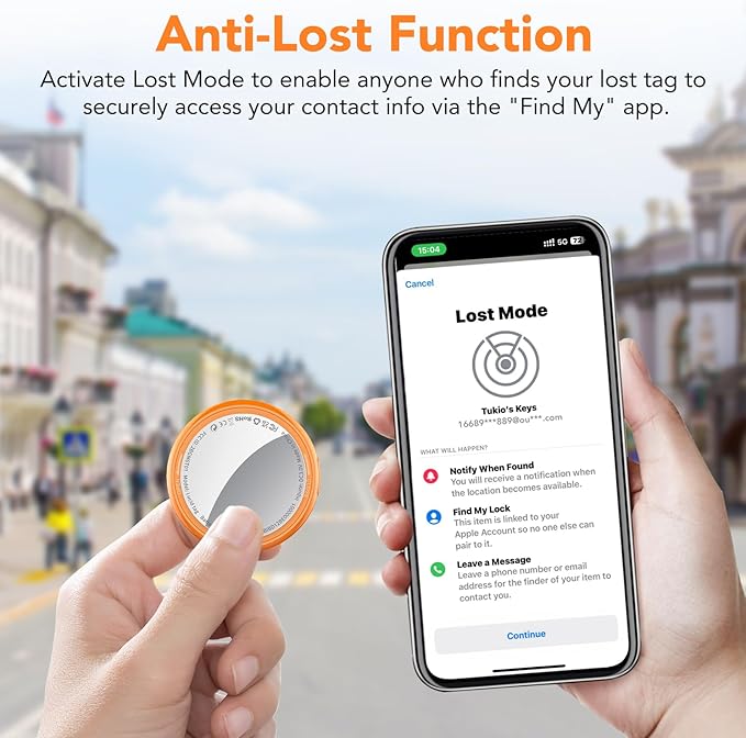 2025 New [Apple MFi Certified] (iOS Only) Air Tracker Tags-1 Pack, Bluetooth Tracker for Apple Find My, Replaceable Battery, Key Finder and Item Locator for Keys, Bags, Luggage, Wallet (Orange Pro)
