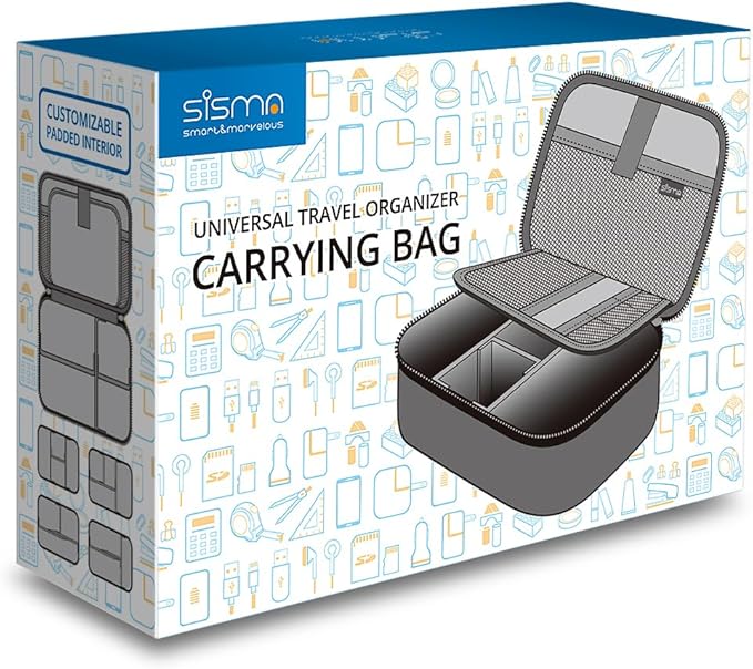sisma Travel Electronics Organizer Tech Accessories Case Small Carrying Bag for Charging Cables Phone Chargers USB Plugs Power Cords Earbuds Adapter - Special Edition