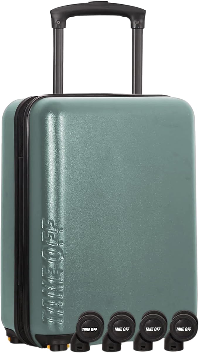 Take OFF Luggage Personal Item 3.0 – 18x14x8 Underseat Carry On with Removable Wheels – TSA Lock, Hardshell Suitcase – Fits Tight Airline Size Rules – No-Fee Lightweight Travel Bag