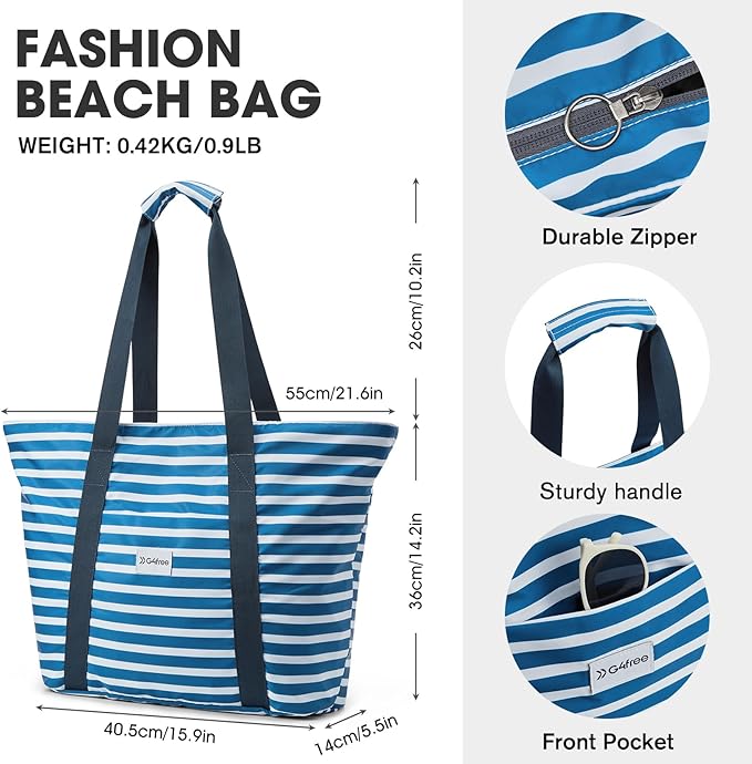 G4Free Beach Bag, Waterproof Beach Bags for Women, Personalized Strap Tote Bag for Women Birthday Gifts