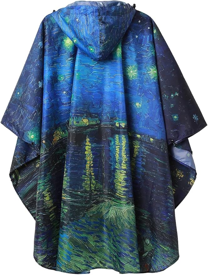 SaphiRose Rain Poncho Jacket Coat Hooded for Adults with Pockets