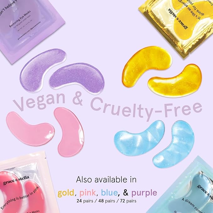 grace & stella Retinol Under Eye Patches for Puffy Eyes and Dark Circles - Restoring Gel Under Eye Masks with Hyaluronic Acid - Vegan Cruelty-Free Skincare - Birthday Gifts for Women (Purple, 6 Pairs)