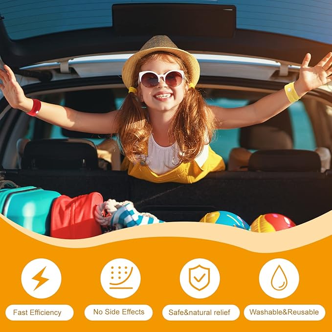 Cindeer 40 Pieces Motion Sickness Bands for Kids Adults Anti Nausea Wristbands Sea Sickness Adjustable Relief Acupressure Wrist Bands for Car Pregnancy Ride Sea Flying Travel