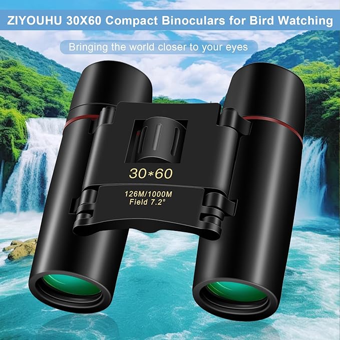 Compact 30x60 Binoculars for Adults and Kids,Foldable Lightweight Easy Focus Small Binoculars for Bird Watching Travel Sightseeing Hunting Concert Theater Opera