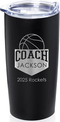 Lifetime Creations Personalized Basketball Coach Tumbler: Custom Basketball Coach Gift, Coaches Coffee Travel Mug from Team, Insulated Engraved Stainless Steel 20 Ounce Cup (Matte Black)