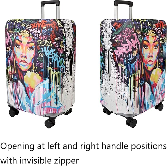 WUJIAONIAO Travel Luggage Cover Baggage Suitcase Cover Protector Skins 18-32 Inch (Graffiti A8, M (for 22-24 inch luggage))