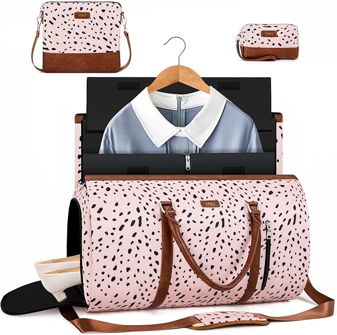 Convertible Garment Duffel Bag for Travel - Carry On Garment Bags With Toiletry Bag Large Weekender Bag for Men Women 2 in 1 Hanging Suitcase Suit Travel Duffel Overnight Bags 4pcs Set