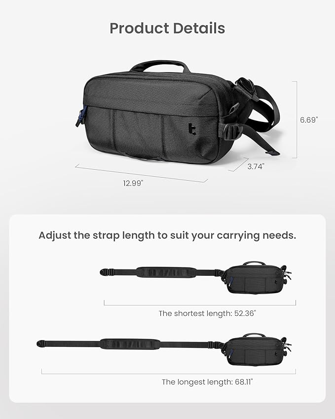tomtoc 5.5L Sling Bag for Nintendo Switch 2, Heavy Duty Crossbody Bag for Men/Women, Water-resistant Tactical Carry Chest Daypack Travel Shoulder Pack for Steam Deck OLED, ASUS ROG Ally X, iPad mini