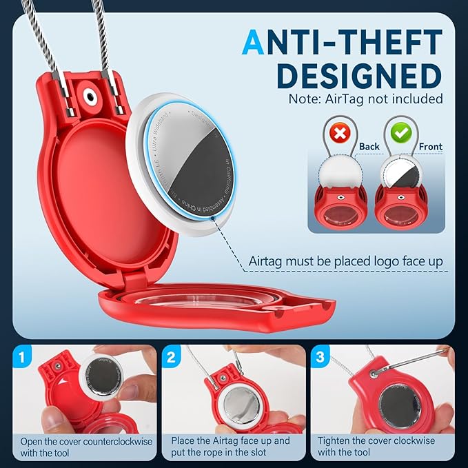 Waterproof Airtag Holder,4 Pack Airtag Case with Secure Lock,Airtags Keychain for Apple Air tags,Anti-Lost Protective Case Air tag Accessories for GPS Tracker Luggage,Bag,Key,Pet-Black/Black/Red/Red