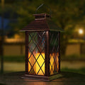 Outdoor Solar Lanterns, Waterproof Hanging Lantern with LED Flickering Flameless Candle, 13'' Bronze Outdoor Solar Powered Lantern Decor for Porch Patio Garden Balcony Pathway, 1 Pack