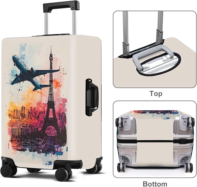 Luggage Cover Washable Suitcase Protector Anti-scratch Suitcase cover Fits 20-34 Inch Luggage (Tower-2, L(28-30inch suitcase))