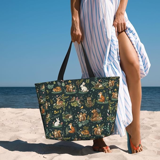 Beach Bag for Women Beach Tote Bag Waterproof Sandproof Large Bags with Zipper Big Capacity for Vacation Travel
