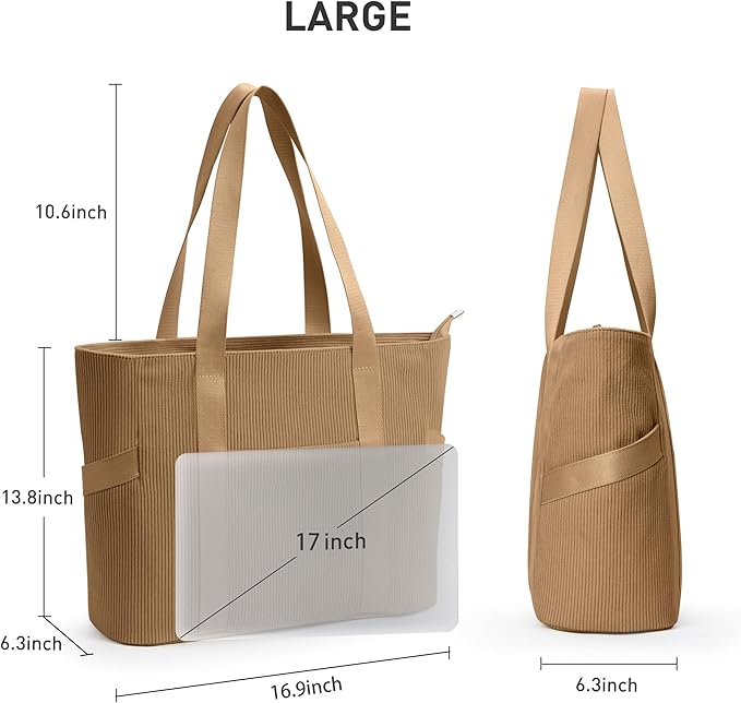 Tote Bag for Women with Zipper, Travel Tote Bags with Compartments Large Shoulder Bag Handbag for Gym Work School