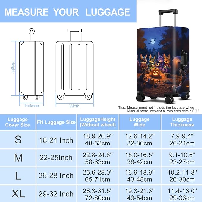 Halloween Luggage Cover Washable Suitcase Protector Anti-Scratch,Stretchable Fit for 20-34Inch Luggage Durable Travel Bag Cover with Zipper Closure (XL(32-34inch suitcase))