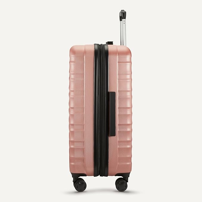 Amazon Basics 2-Piece Set (21", 30"), Hardshell Suitcases With Wheels, Expandable For Up to 25% More Space, With Scratch-Resistant Surface, Four Multi-directional Wheels, Rose Gold