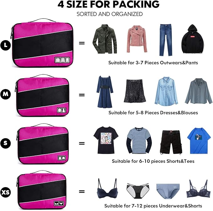 Packing Cubes Luggage Bags Organizer Durable Travel Accessories With Clothing Label