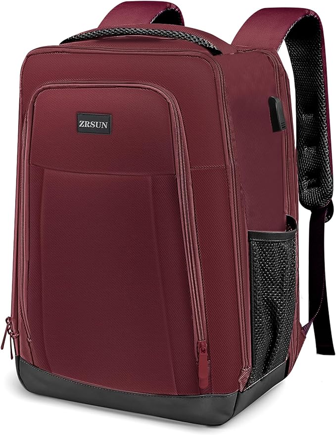 Travel Backpack, Business Anti Theft Slim Sturdy Laptops Backpack with USB Charging Port, Water Resistant College School Laptop Bag for Men & Women Fits 15.6 Inch Notebook (Red)