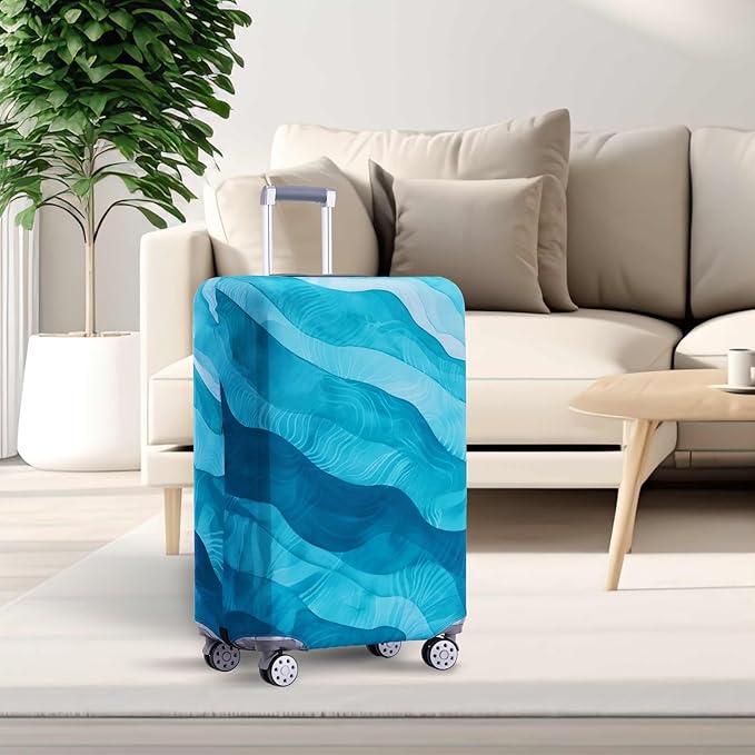 Travelkin Luggage Covers For Suitcase Tsa Approved,Suitcase Cover Protector Fit 18-32 Inch Luggage (Blue Wave, M)