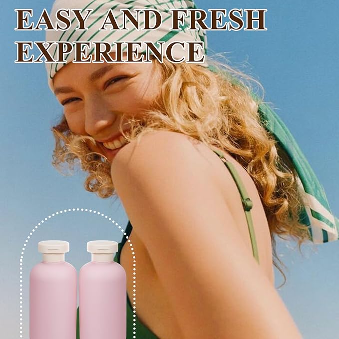 ASEVAT 6.7oz 4Pcs Plastic Refillable Travel Shampoo & Conditioner Bottles With Flip Cap