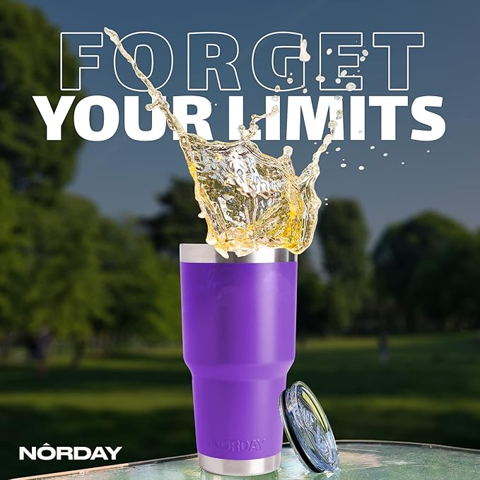 NORDAY | Tumbler with Lid - 30oz - Violet Insulated Tumbler - Stainless Steel Tumblers - Double Wall Vacuum Insulated Travel Coffee Mug for Car Cup Holder - Keeps Temperature for 24hr - Anti Spill Lid