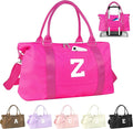 Overnight Bag for Kids Teen Girls Weekender Dance Bag Birthday Graduation Gifts,Initial Travel Duffel Bag Sports Gym Bag Personalized Weekender Bag Carry On Bags Preppy Gifts for Women(Hot Pink, Z)