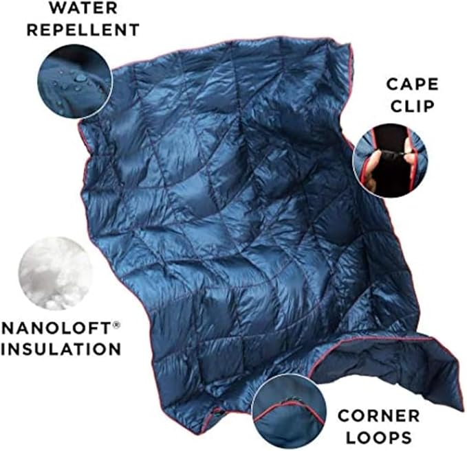Rumpl The NanoLoft Puffy Blanket | Indoor Outdoor Camping Blanket for Traveling, Picnics, Beach Trips, Concerts | 38" x 52" | Crimson, Travel
