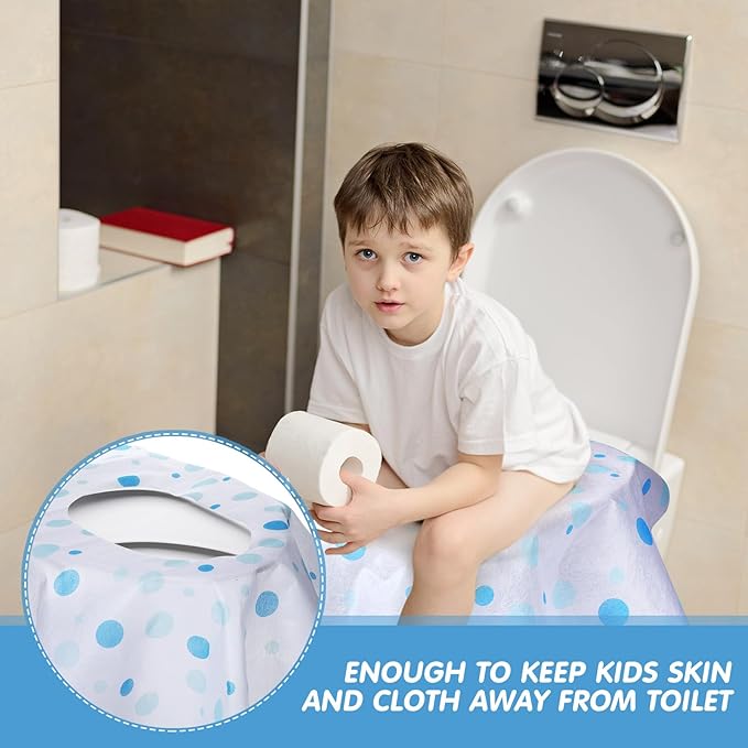50 Packs Disposable Toilet Seat Covers Extra Large Individually Wrapped for Kids and Adults, Portable Non Slip Waterproof Potty Seat Covers for Toddlers Potty Training, Travel (Dot)