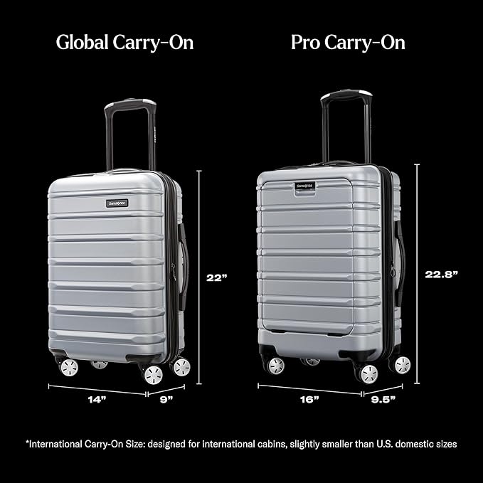 Samsonite Omni 2 International Carry-On Luggage with 360° Spinner Wheels - Scratch Resistant Hardshell - TSA, Airline-Approved - Expandable Polycarbonate Shell for Lightweight Travel - Rose Gold