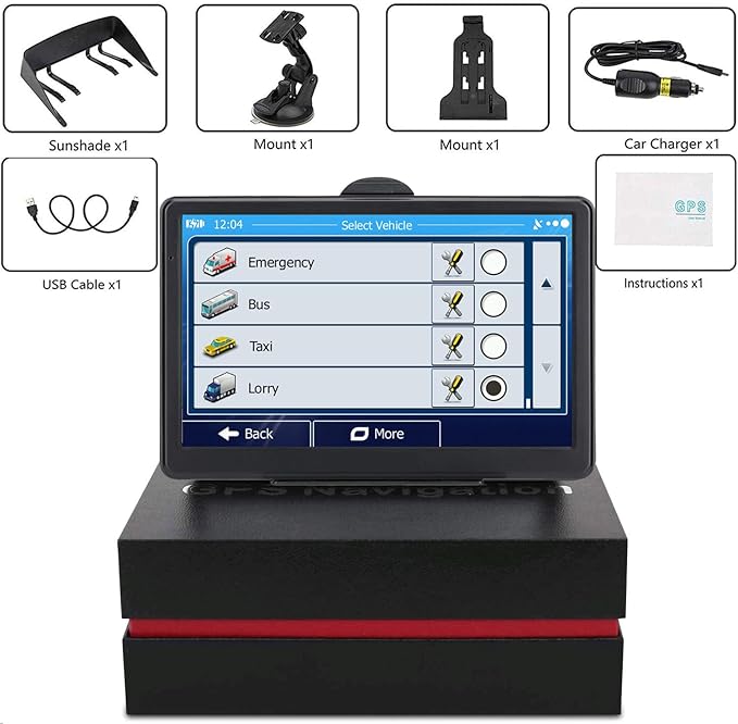 Car GPS Navigation, 2025 Map 7 inch Touch Screen Car GPS, Voice Turn Direction Guidance, Support Speed and Red Light Warning, Install The Latest Map of The United States (Free Update Lifetime Map)