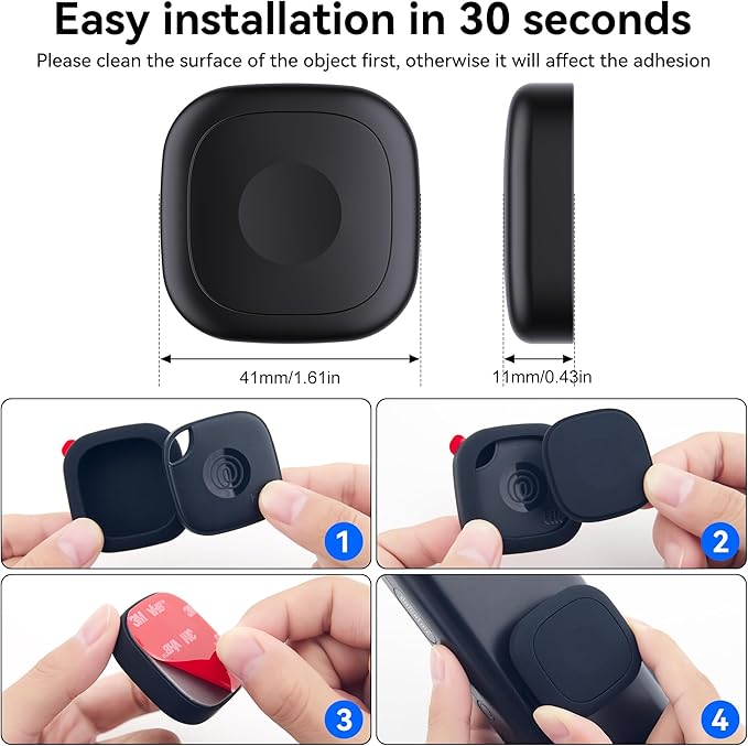 2 Pack for Tile Life360 Mate 2024/2022 Bluetooth Tracker Adhesive Mount, Silicone Waterproof Case with 3M Adhesive Sticker Stick on Car/Bike/Luggage, Hidden Tile Mate Full Protective Holder Anti-Lost