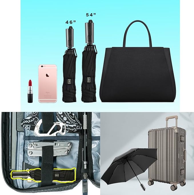 LANBRELLA Compact Reverse Folding Umbrella Auto Windproof Travel Umbrella