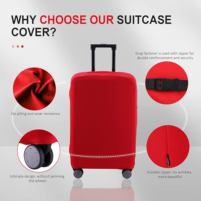 Travel Luggage Cover - Scratch-Resistant Fit 19-31 Inch, Red, 3XL (32-33inch)