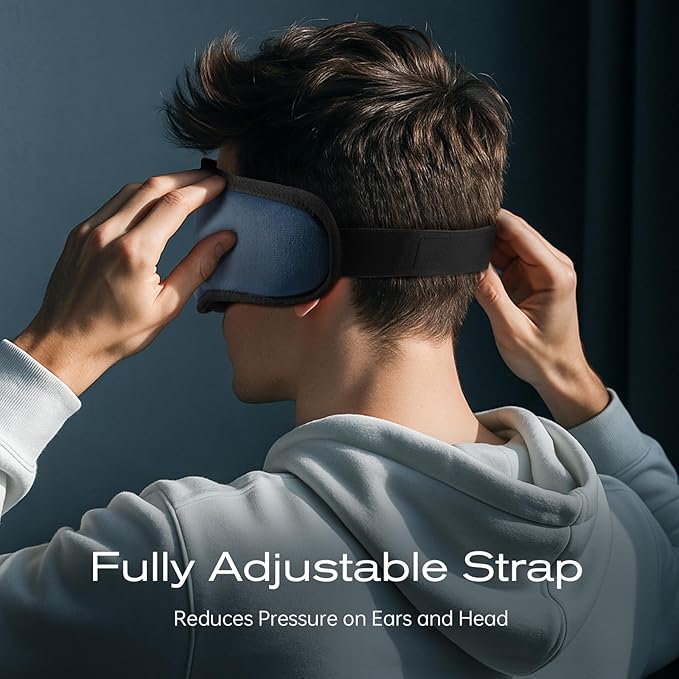 3D Sleep Mask with Bluetooth Headphones, Sleeping Headphones for Side Sleepers, Wireless Music Eye Mask with Ultra-Thin Stereo Speakers for Men, Women, Tech Gifts, Deep Blue