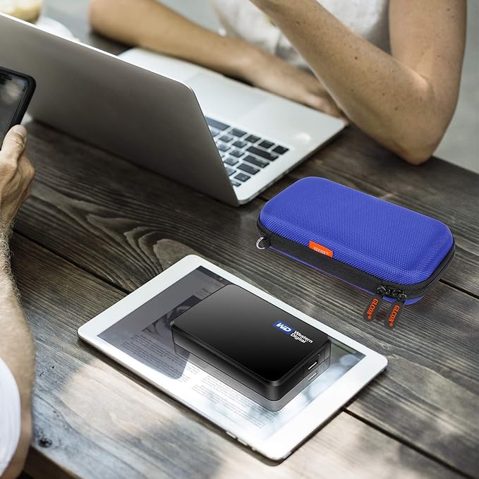 Blue Shockproof Charger Carrying Case - GLCON Small Hard Travel EVA Case for WD Seagate Toshiba Hard Drive, Power Bank, Electronic Accessories, Cord, Cable - High Protection Portable Storage Bag