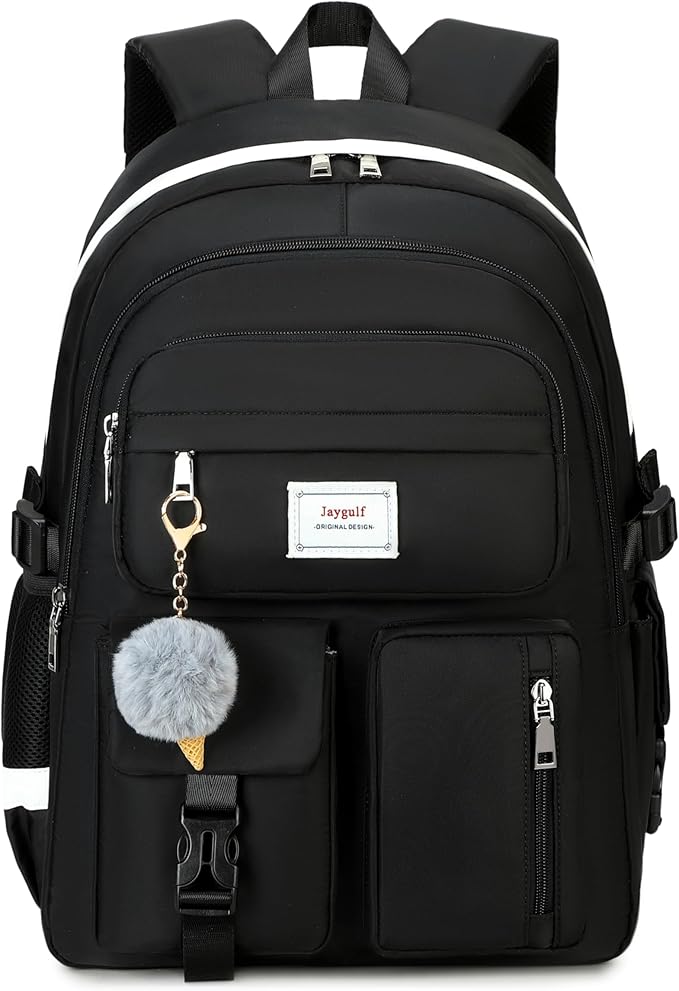 Girls Backpack Stylish Schoolbag Set for College or High Student Laptop Backpack for Women Black