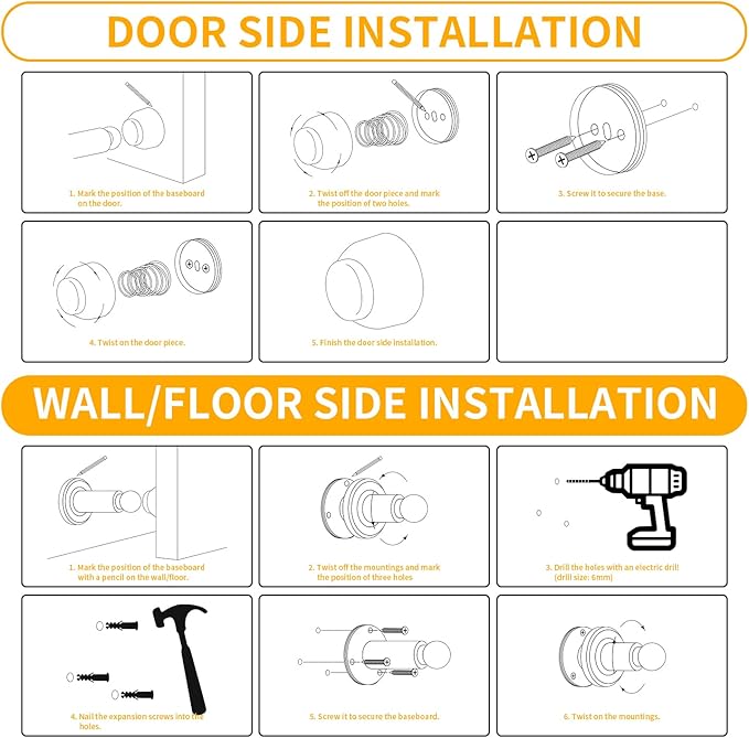 Door Stoppers – Heavy Duty Magnetic Door Stopper for Wall & Bottom of Door – Premium Adjustable Door Stop with Heavy-Duty Windproof Design, Constructed with SUS304 Stainless Steel (Stainless Steel)