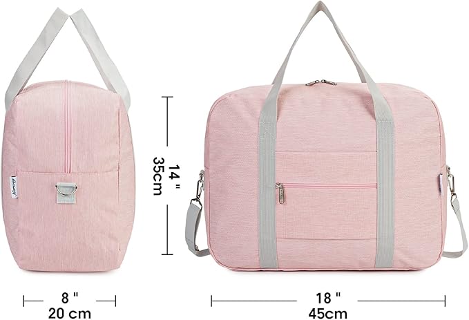 For Spirit Airlines Personal Item Bag 18x14x8 Foldable Travel Duffel Bag Tote Duffle Carry on Luggage for Women and Men 30L (Pink (With Shoulder Strap))