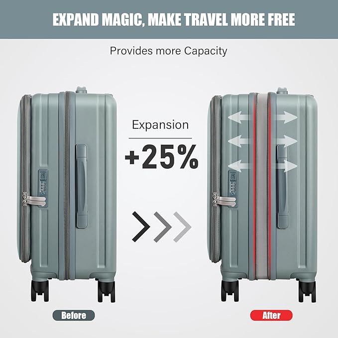 buy 0ne get 0ne free! Carry On Luggage Front Opening 20in Suitcase with TSA Lock PC Hardside Rolling Luggage Travel Suitcase, Small, Hardside Expandable Luggage with Spinner Wheels (Black)