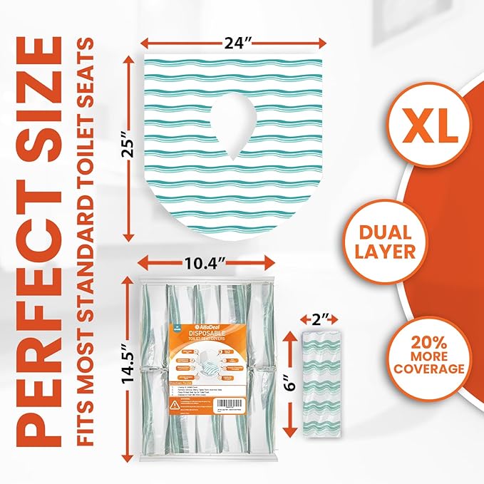 20 Extra Large Toilet Seat Covers Disposable for Kids & Adults-Toilet Covers Disposable for Travel-Toddler Toilet Seat Cover Liners for Potty Training-Individually Wrapped-Waterproof (Green)