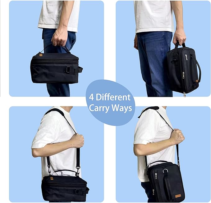 Expandable Lunch Bag for Men, (10.7L) Insulated Lunch Box, Portable Large Cooler Bag with Shoulder Straps for Men Women Adult for Work College Travel, Black