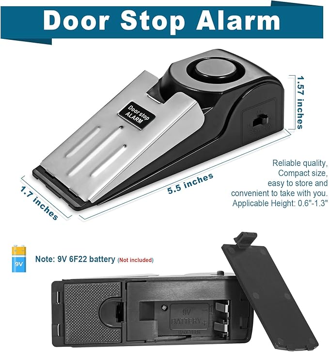 Upgraded Portable Door Lock & Door Stop Alarm, TOWODE Dual Protection Security Door Kit, Portable Door Lock for Travel Essential, for Traveling Hotel Home Apartment College House