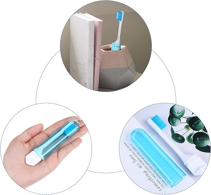 Patelai 4 Pieces Travel Toothbrush Set, Soft Bristle Mini Foldable Tooth Brush with Case, Individually Wrapped Small Portable Travel Size Toiletries Stuff for Camping (Bright Color)