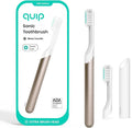 Quip Metal Sonic Toothbrush, Electric Toothbrush for Adults –Time Travel & Soft Bristles with Travel Case & Replaceable Brush Head -3-Month Battery Life - Dawn Peach Gold