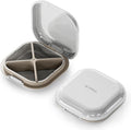 Small Pill Case, Travel Pill Box, Portable Pill Organizer, Pill Container for Pocket 4 Compartments, Daily Compact Travel Medicine Holder for Vitamins Medication (Light Grey)