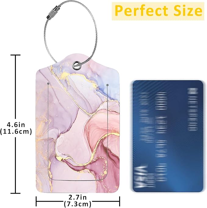 2 Pack Abstract Marble Luggage Tag for Suitcases Modern Art PU Leather Bag Travel Suitcase ID Identifier Baggage Tags for Women Men Travel