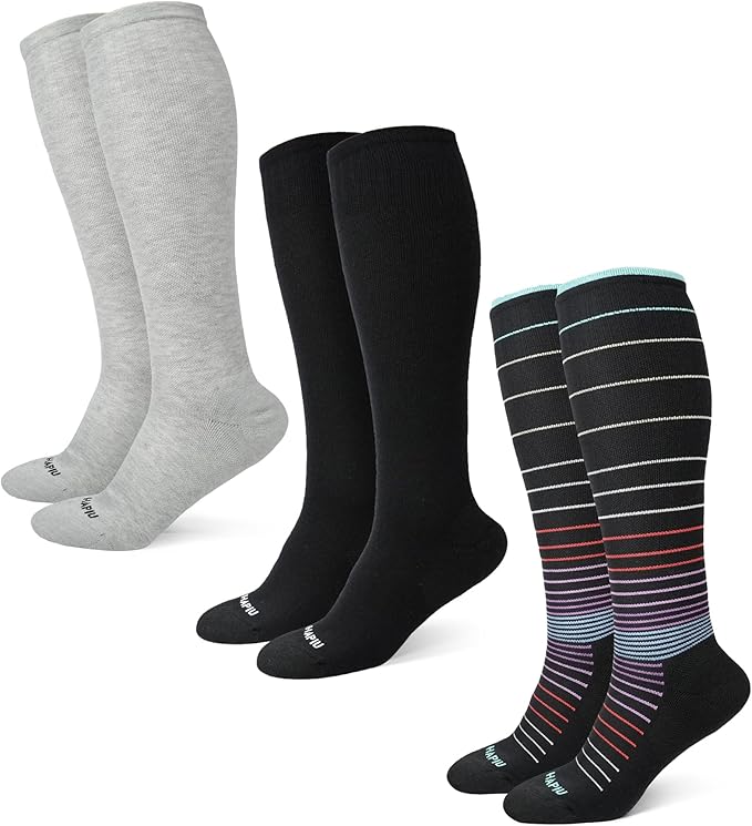 HAPIU Merino Wool Soft Compression Socks for Women & Men, 15-20 mmHg, Plus Size Knee High Stocking for Nurses, Pregnancy, Travel, Flight, Medias de Compresión Mujer