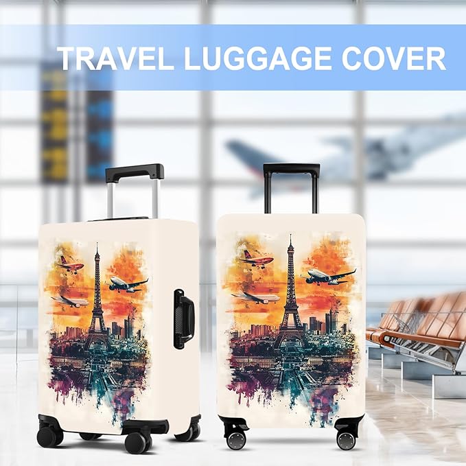 Luggage Cover Washable Suitcase Protector Anti-scratch Suitcase cover Fits 20-34 Inch Luggage (Tower-1, XL(32-34inch suitcase))