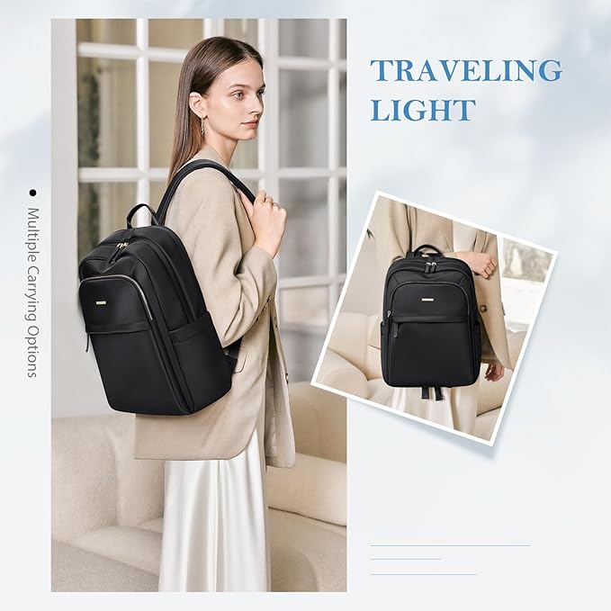 Travel Backpack for Women Personal Carry On Bag Business Weekender Hiking Multilayer Laptop Bag,16 Inch,Black