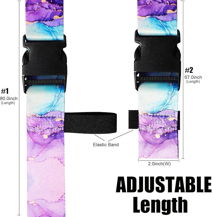Luggage Straps for Suitcases TSA Approved-2 Pack Bright Personalized Luggage Belt Strap for Suitcase/Carry On Bag Luggage Accessories for Travel (Blue Marble)