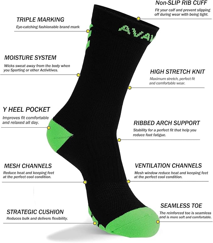 DOVAVA Dri-tech Compression Crew Socks (4/6 Pairs), Comfort Boost Circulation